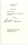 Richard Nixon Signed Souvenir Resignation